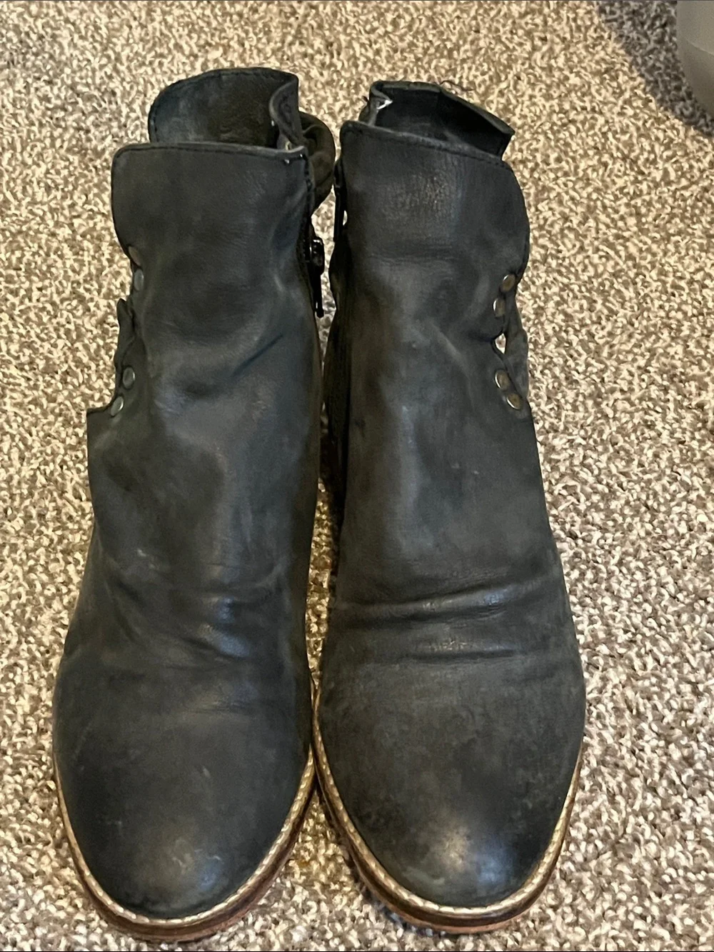 Free People Landslide Leather Braided Ankle Boots Distressed Boho SZ 36